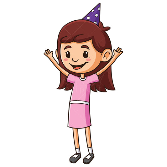 Royalty-free stock vector illustration of a birthday girl cheering.