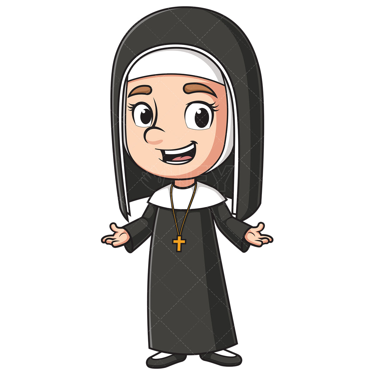 Royalty-free stock vector illustration of a cheerful christian nun.