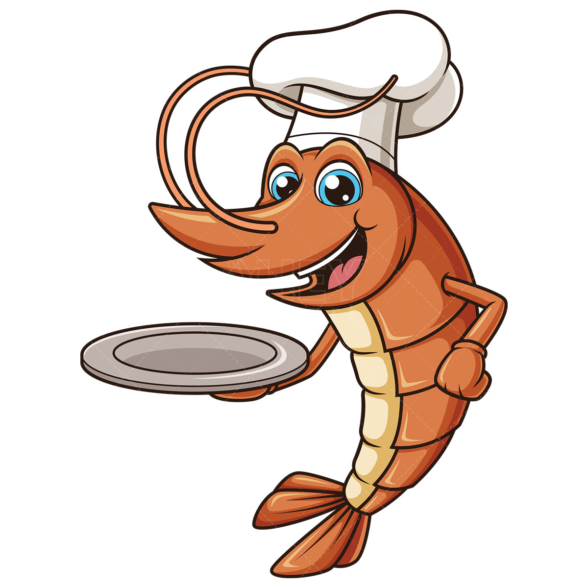 Royalty-free stock vector illustration of a chef shrimp.