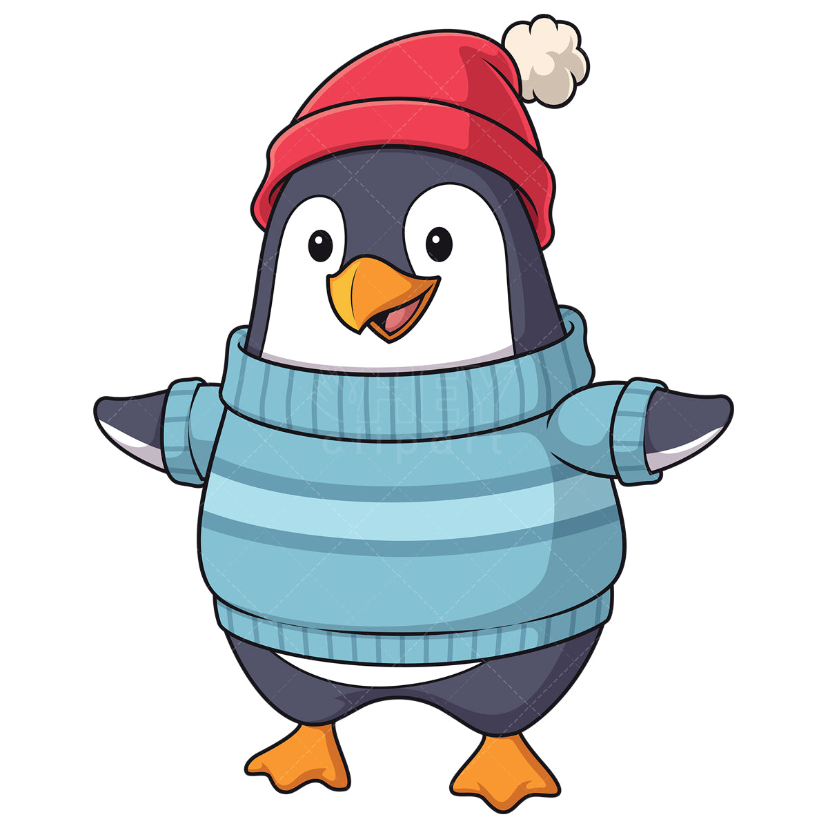 Royalty-free stock vector illustration of a cute winter penguin.