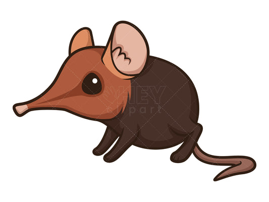 Royalty-free stock vector illustration of an elephant shrew in chibi kawaii style.