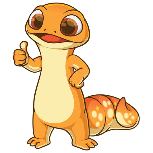 Royalty-free stock vector illustration of a gecko thumbs up gesture.