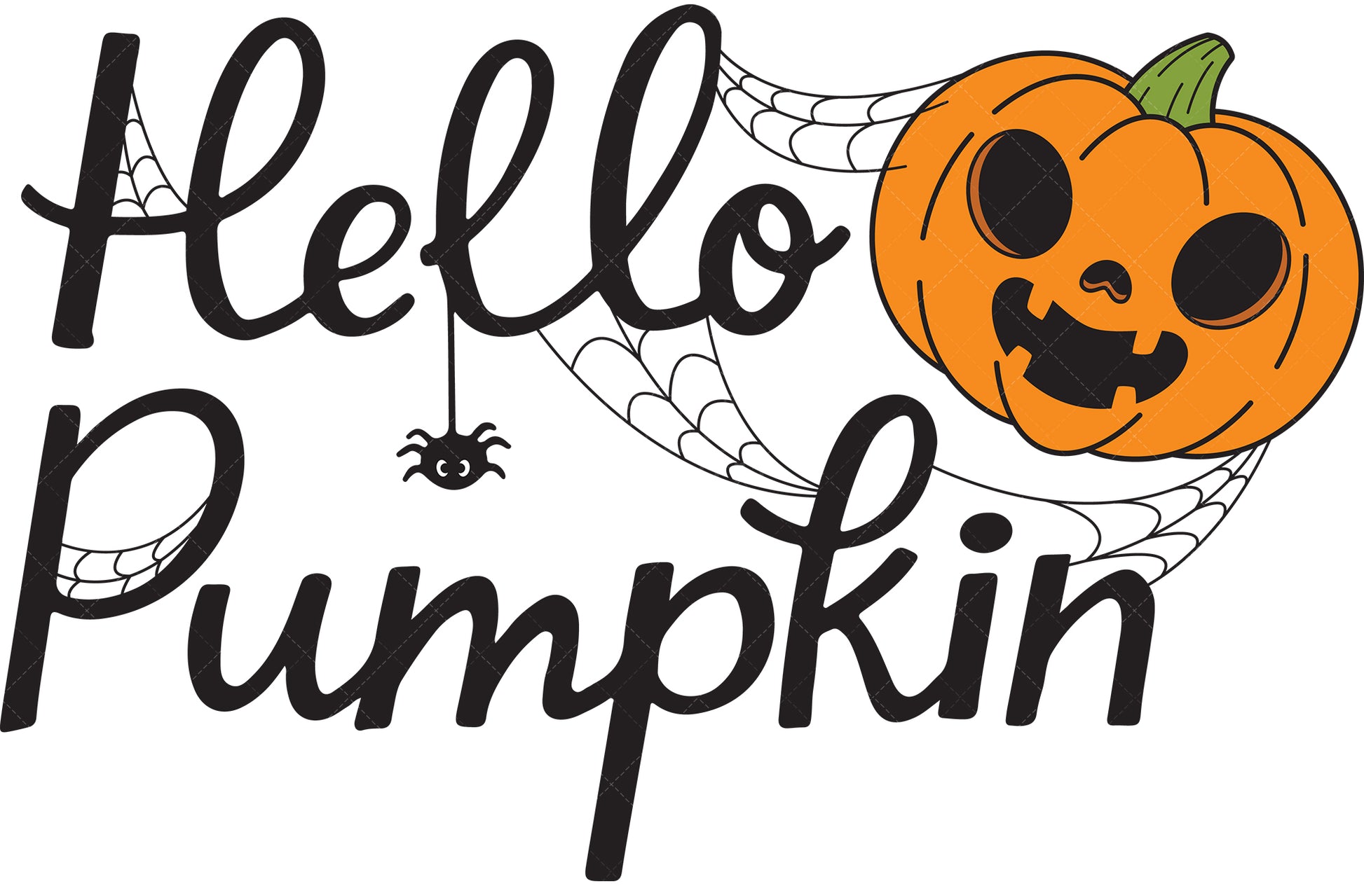 Royalty-free vector illustration of handwritten-style text art that reads "hello pumpkin".