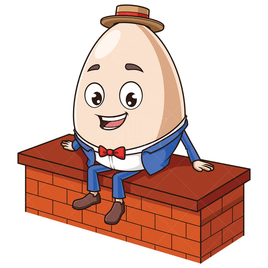 Royalty-free stock vector illustration of a humpty dumpty on wall.