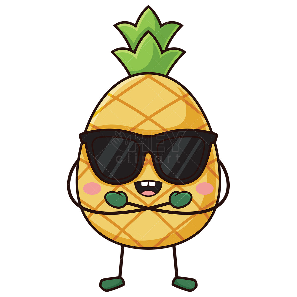 Royalty-free stock vector illustration of a kawaii pineapple.