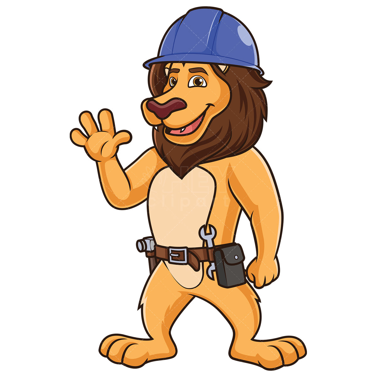 Royalty-free stock vector illustration of a lion construction worker.