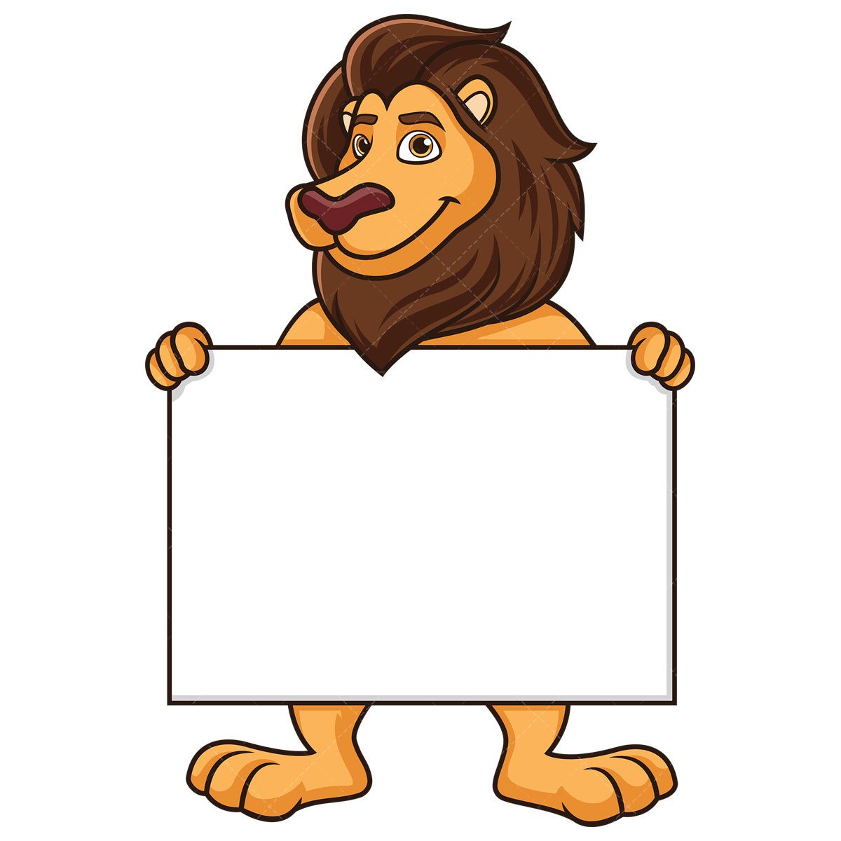 Royalty-free stock vector illustration of a lion holding blank sign.