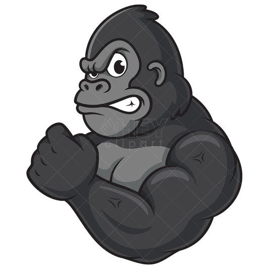 Royalty-free stock vector illustration of a muscular gorilla mascot.