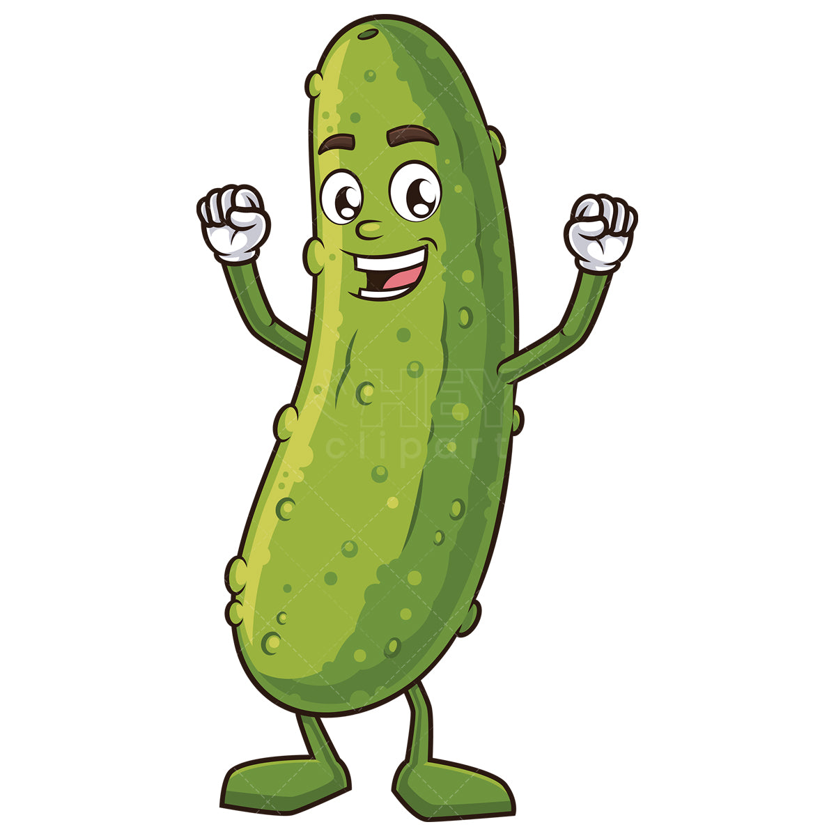 Royalty-free stock vector illustration of a pickle cheering.