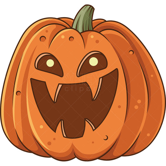 Royalty-free stock vector illustration of a pumpkin monster head.