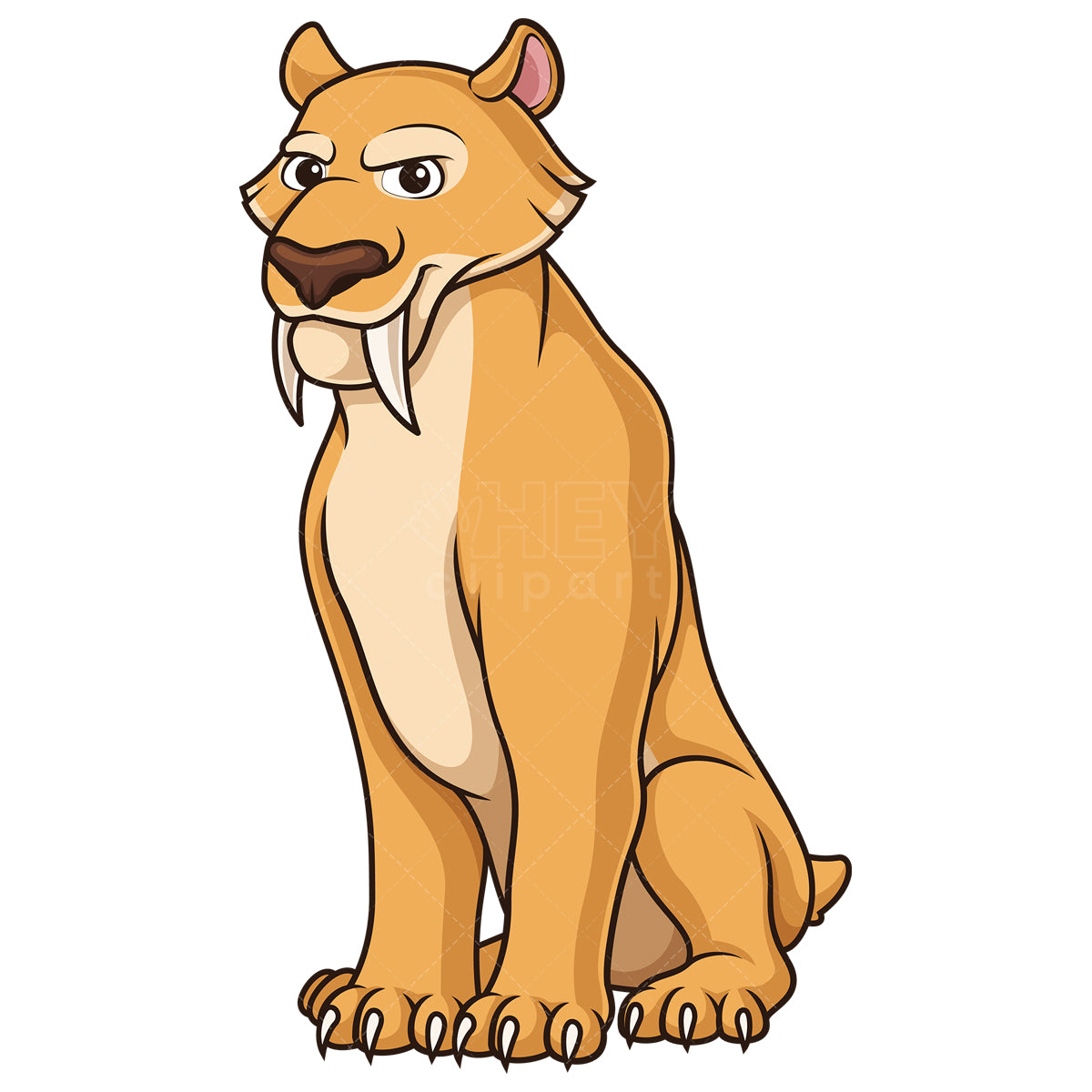 Royalty-free stock vector illustration of a saber tooth cat sitting.