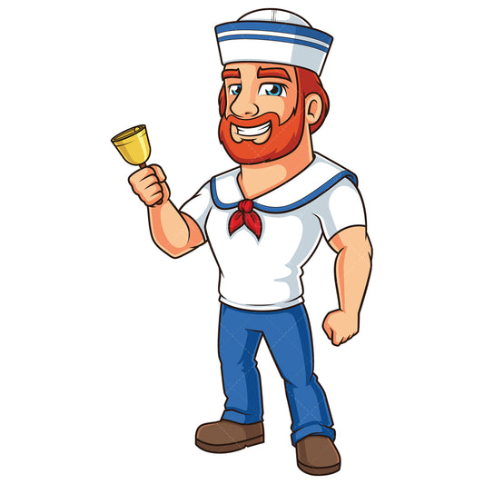 Royalty-free stock vector illustration of a sailor ringing bell.