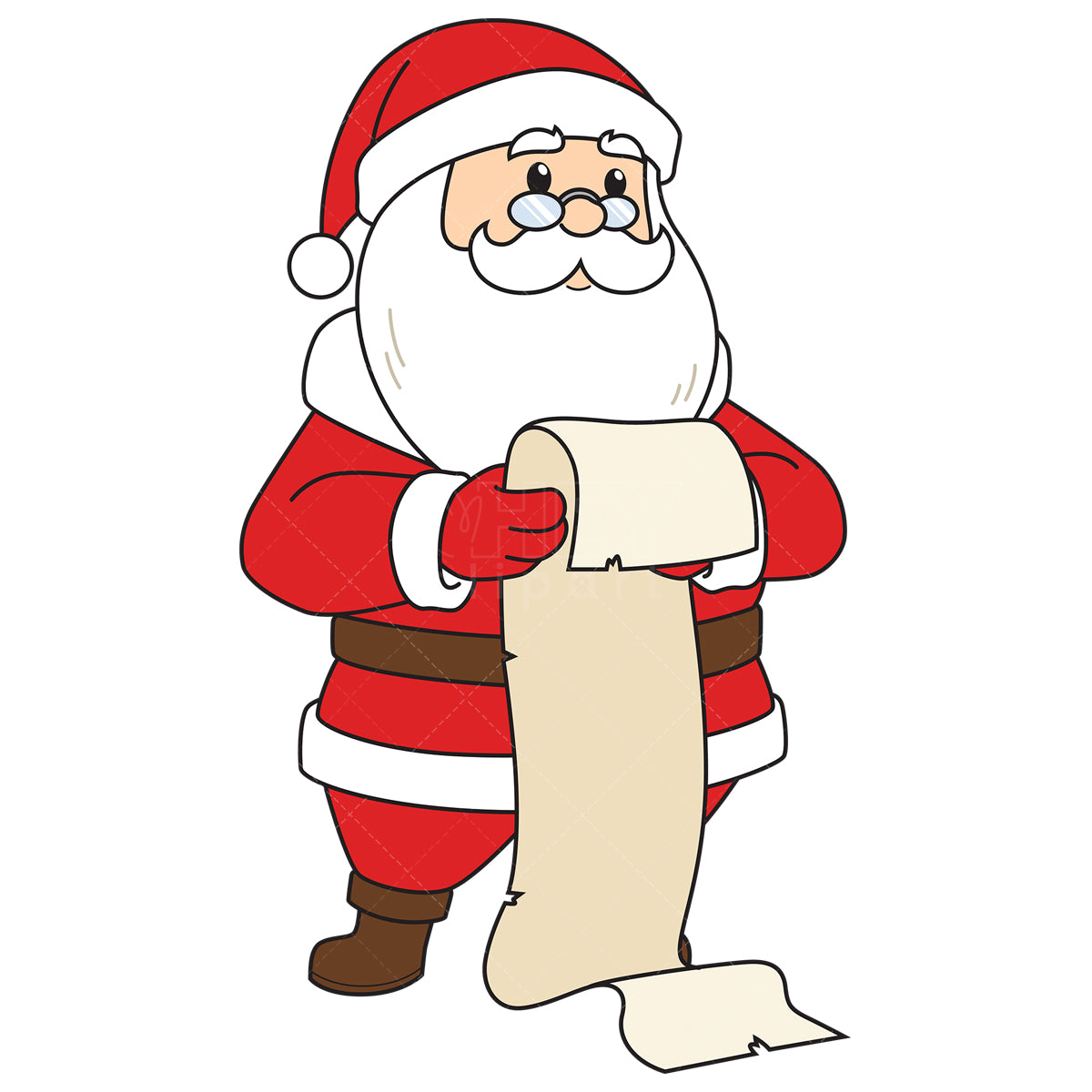 Royalty-free vector illustration of a santa claus reading through list.