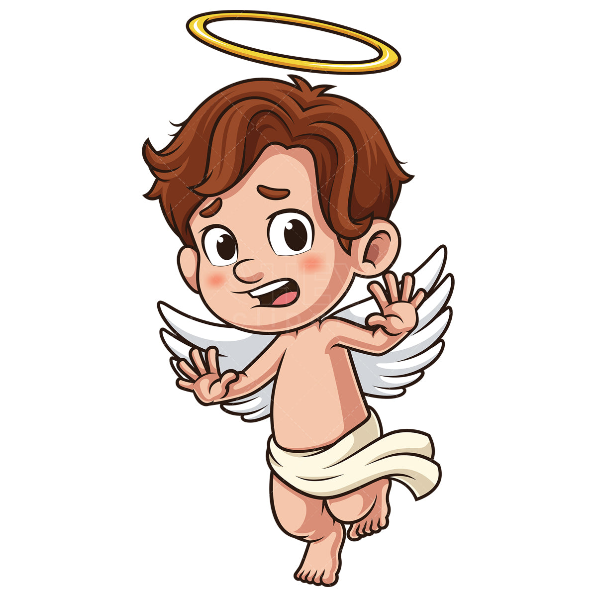 Royalty-free stock vector illustration of a scared cherub.