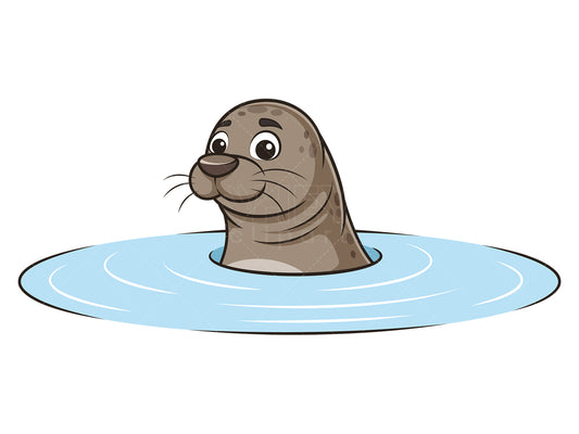 Royalty-free stock vector illustration of a sea lion in water.