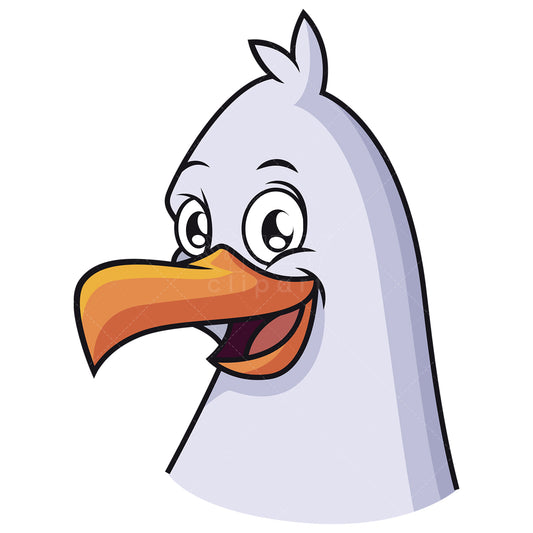 Royalty-free stock vector illustration of a seagull head close up.