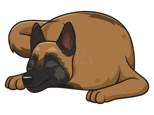 Royalty-free stock vector illustration of a sleeping belgian shepherd.