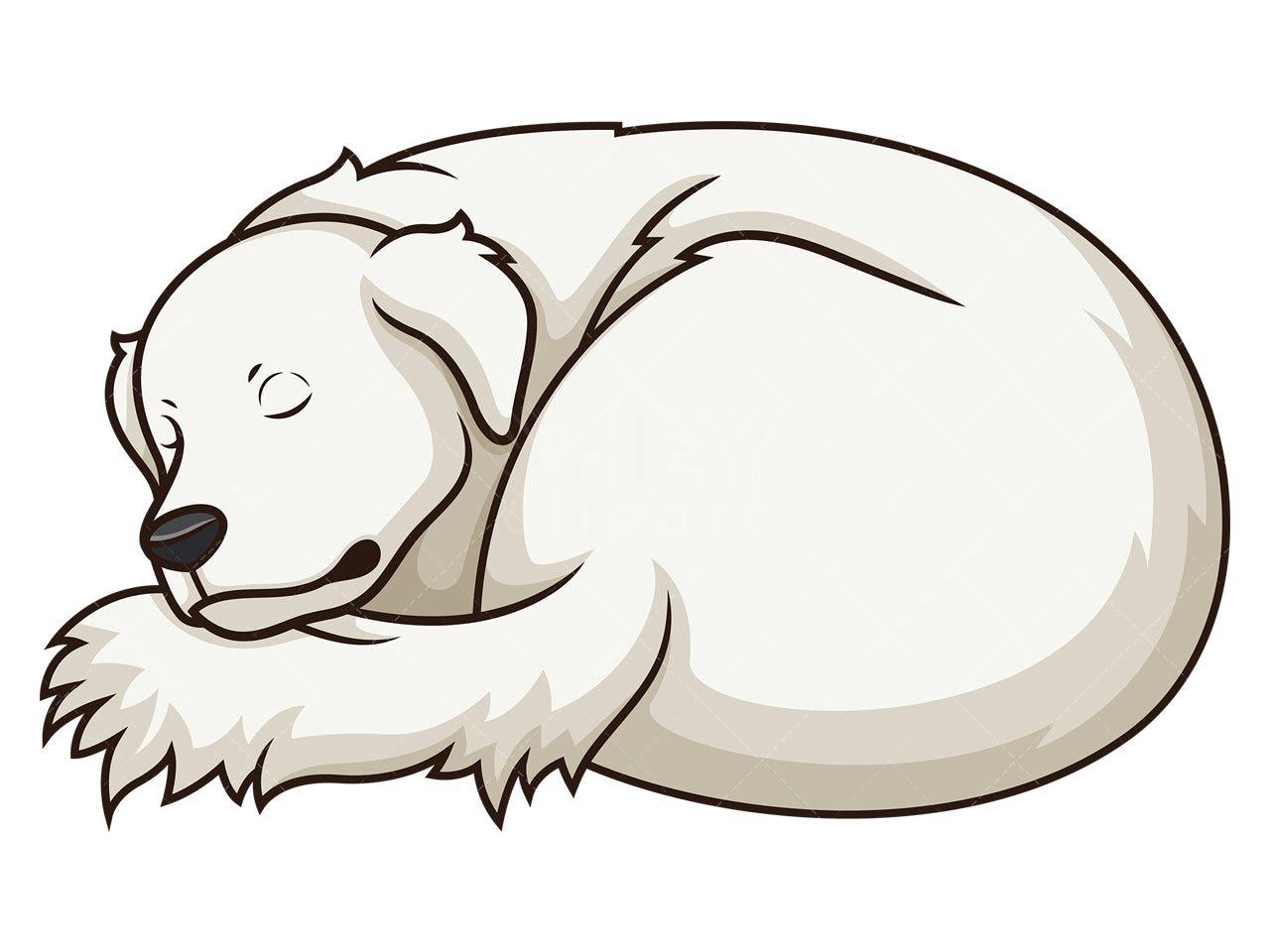 Royalty-free stock vector illustration of a sleeping great pyrenees dog.