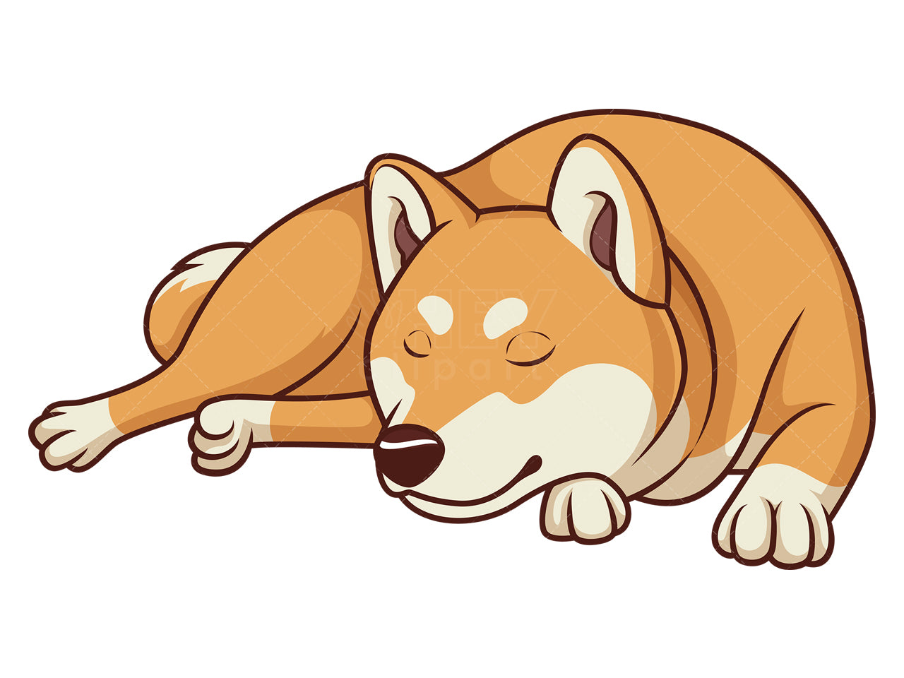 Royalty-free stock vector illustration of a sleeping shiba inu.