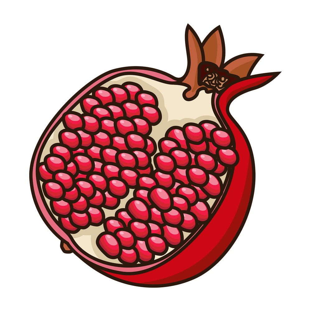 Open pomegranate cut in half. PNG - JPG and vector EPS file formats (infinitely scalable). Image isolated on transparent background.
