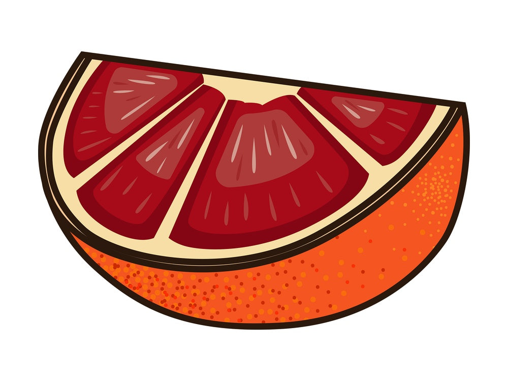 Blood orange slice. PNG - JPG and vector EPS file formats (infinitely scalable). Image isolated on transparent background.