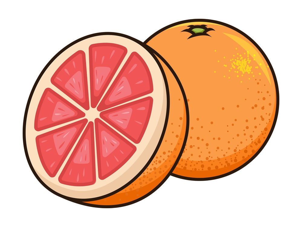 Grapefruit cut in half. PNG - JPG and vector EPS file formats (infinitely scalable). Image isolated on transparent background.