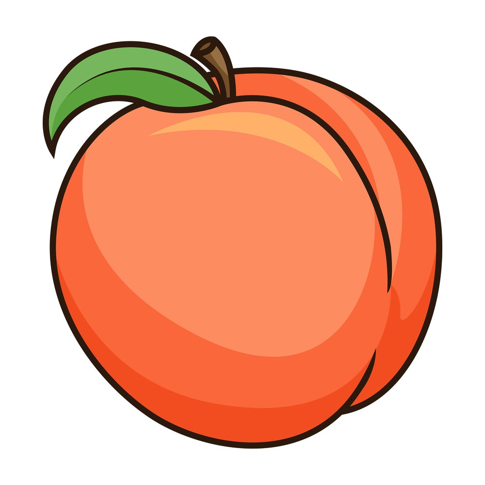 Fresh peach. PNG - JPG and vector EPS file formats (infinitely scalable). Image isolated on transparent background.
