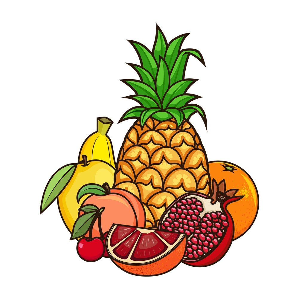Group of various fruits. PNG - JPG and vector EPS file formats (infinitely scalable). Image isolated on transparent background.