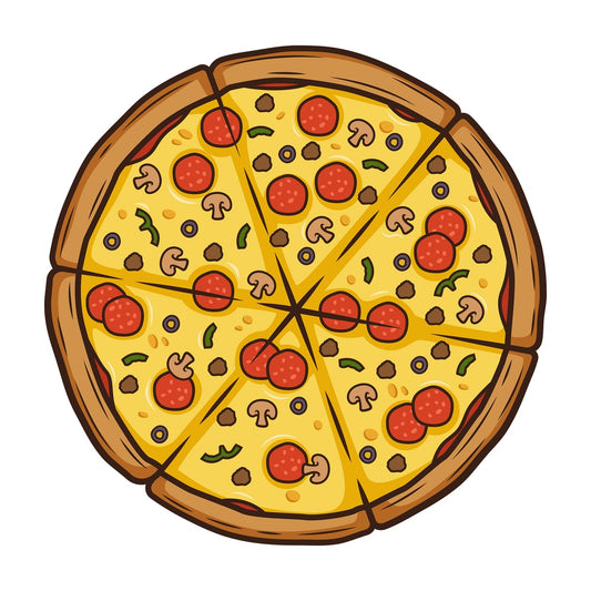 Pepperoni and mushroom pizza top view