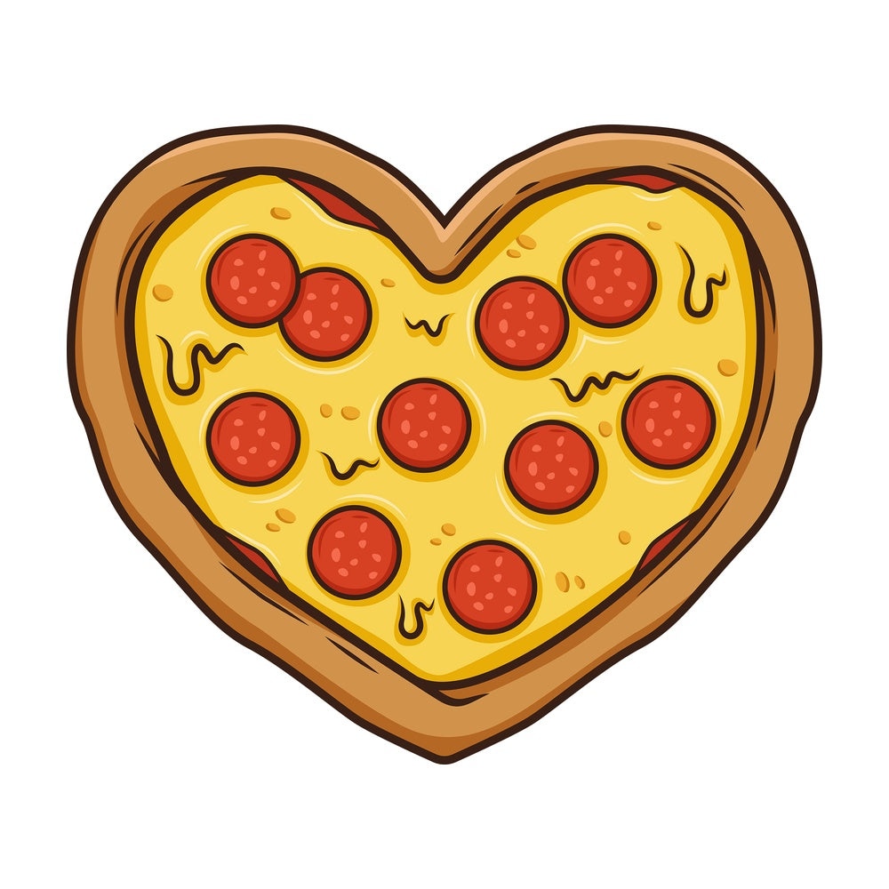 Heart-shaped pepperoni pizza