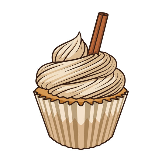 Apple cinnamon cupcake. PNG - JPG and vector EPS file formats (infinitely scalable). Image isolated on transparent background.