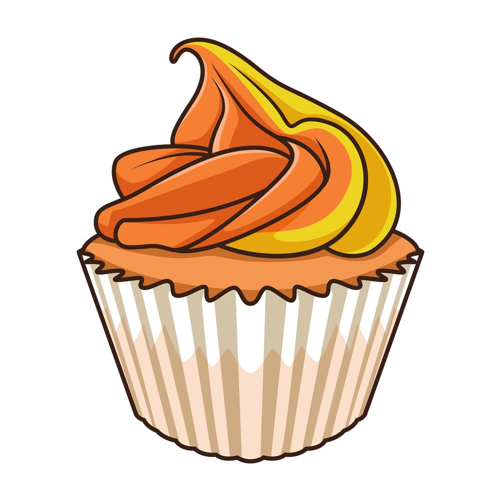 Orange cupcake. PNG - JPG and vector EPS file formats (infinitely scalable). Image isolated on transparent background.