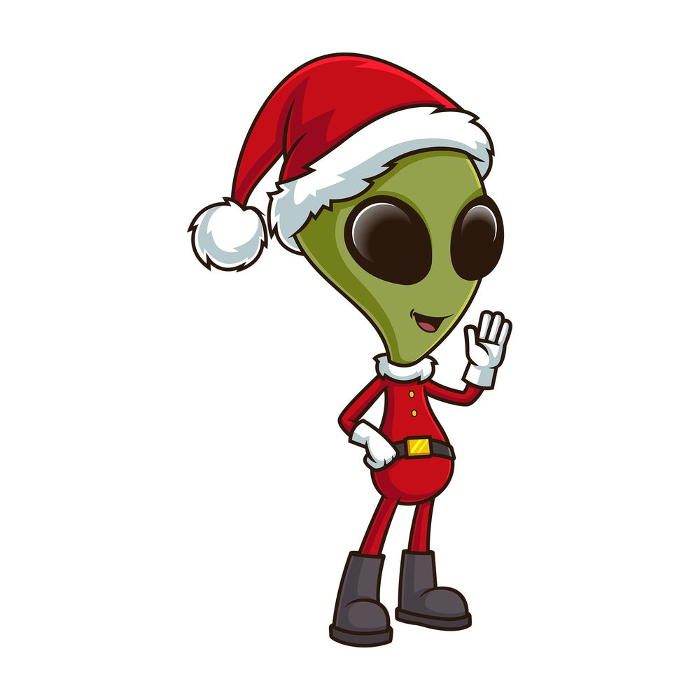 Alien santa waving. PNG - JPG and vector EPS (infinitely scalable).