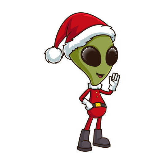Alien santa waving. PNG - JPG and vector EPS (infinitely scalable).