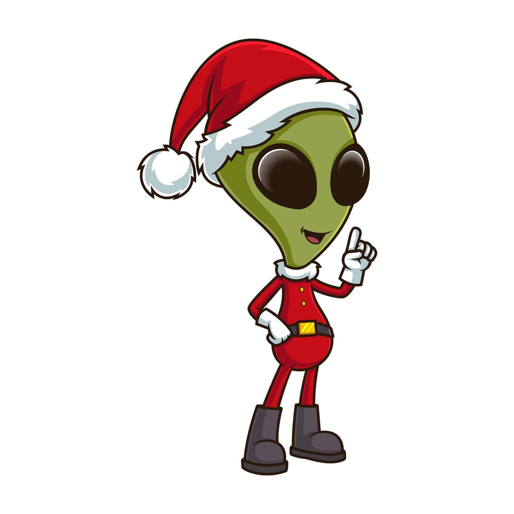 Alien santa making a point. PNG - JPG and vector EPS (infinitely scalable).