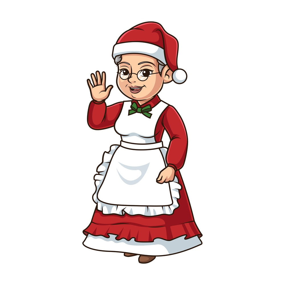 Mrs santa claus waving. PNG - JPG and vector EPS (infinitely scalable).
