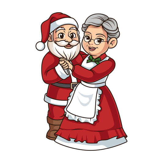 Mrs claus dancing with santa. PNG - JPG and vector EPS (infinitely scalable).