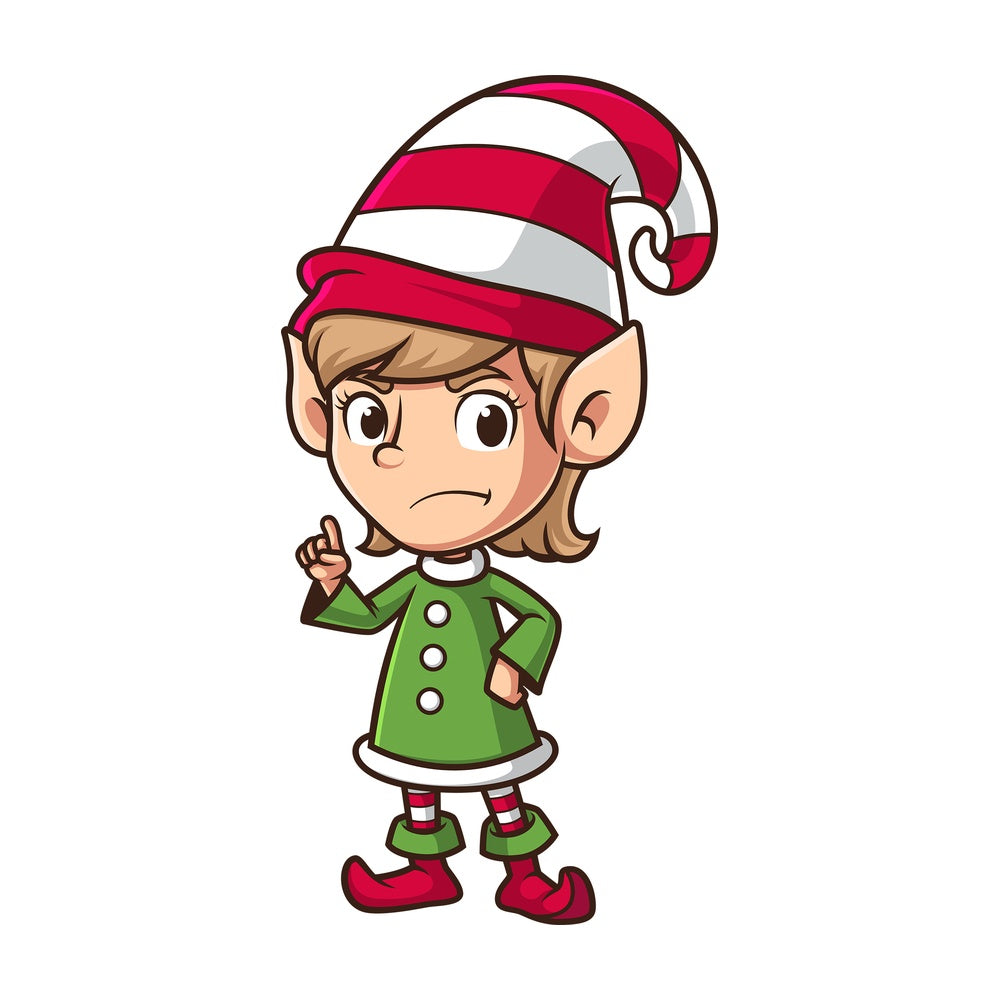 Angry female christmas elf. PNG - JPG and vector EPS (infinitely scalable).