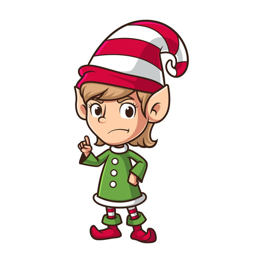 Angry female christmas elf. PNG - JPG and vector EPS (infinitely scalable).