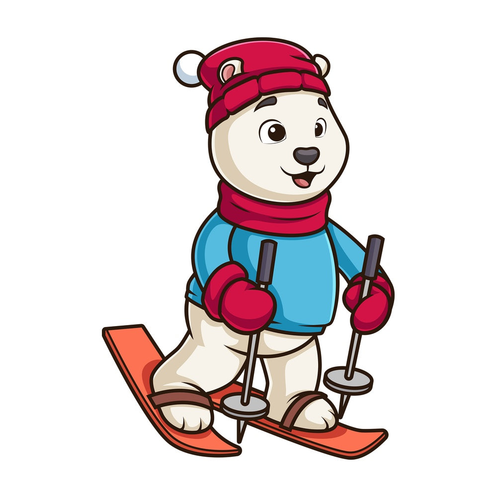 Polar bear skiing. PNG - JPG and vector EPS (infinitely scalable).