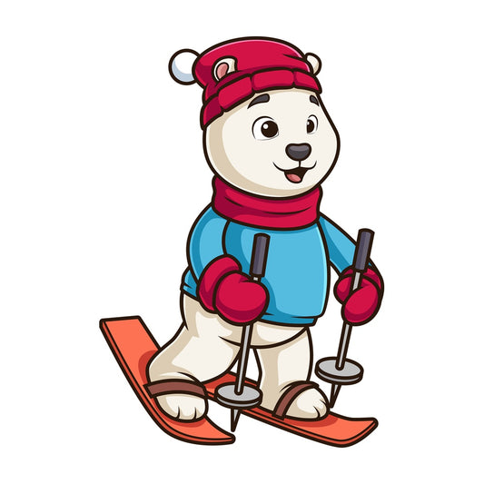 Polar bear skiing. PNG - JPG and vector EPS (infinitely scalable).