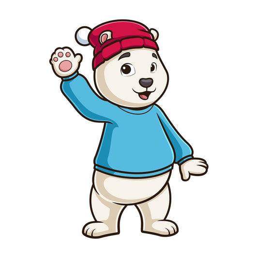 Polar bear waving. PNG - JPG and vector EPS (infinitely scalable).