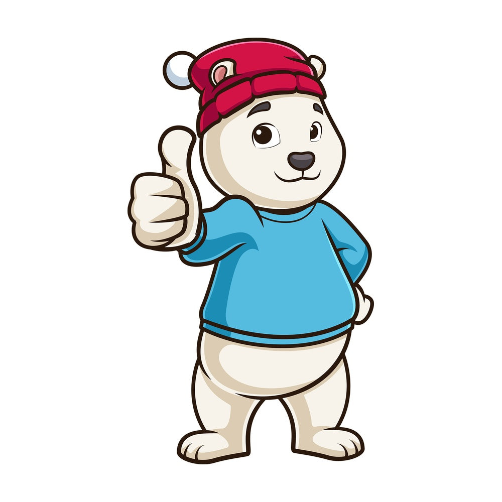 Polar bear thumbs up. PNG - JPG and vector EPS (infinitely scalable).