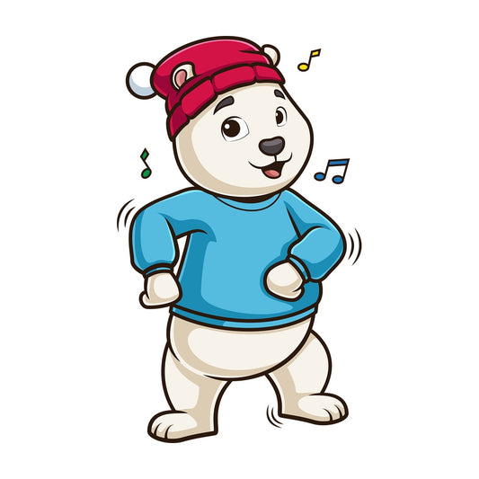 Polar bear dancing to music. PNG - JPG and vector EPS (infinitely scalable).