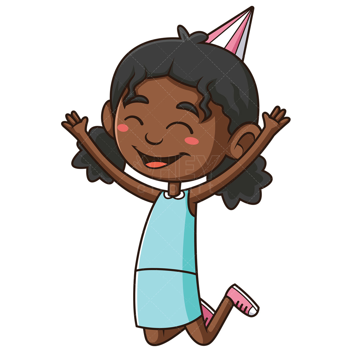 Royalty-free stock vector illustration of a african-american birthday girl.