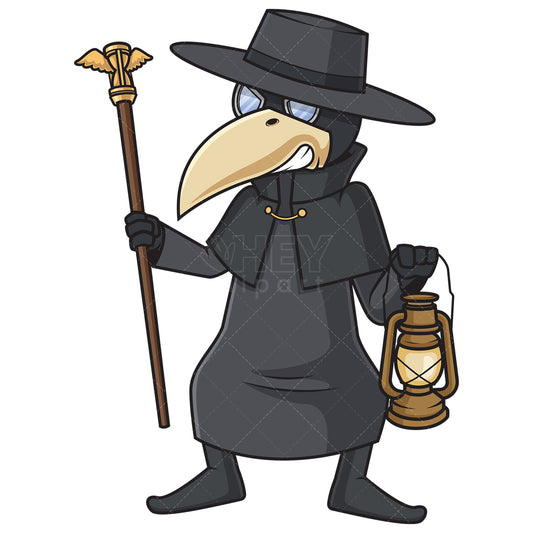 Royalty-free stock vector illustration of an angry plague doctor.