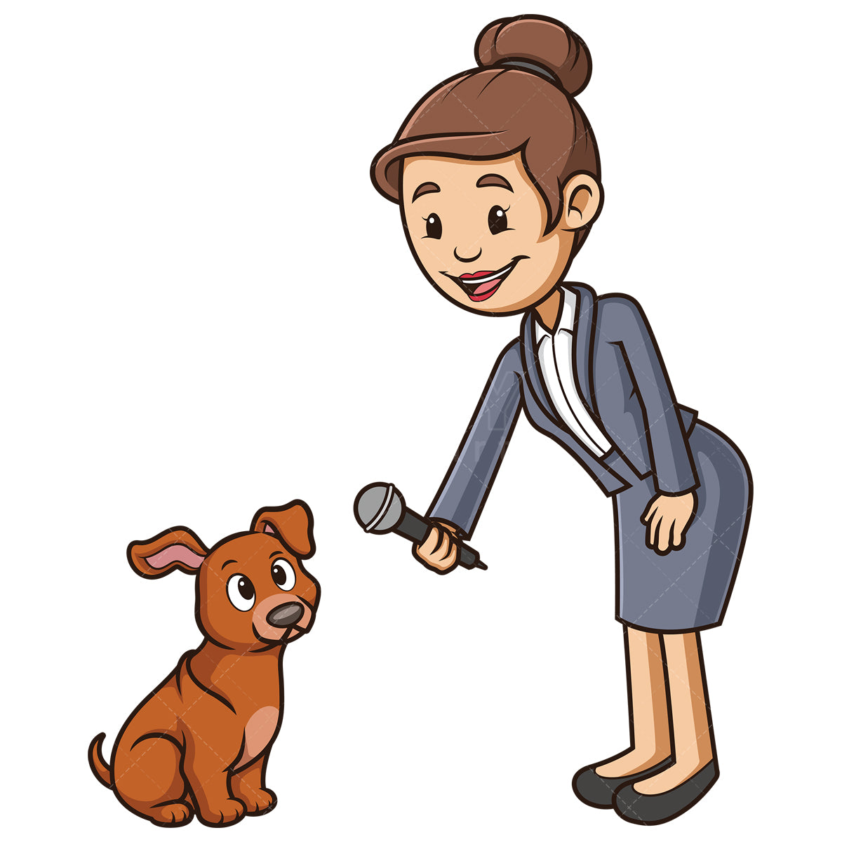 Royalty-free stock vector illustration of a bad reporter interviewing dog.