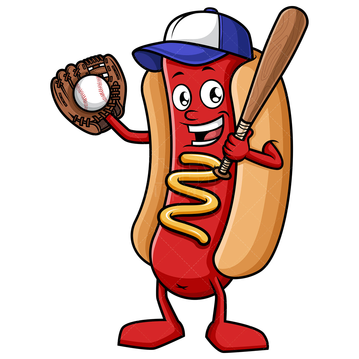 Royalty-free stock vector illustration of a baseball fan hot dog.