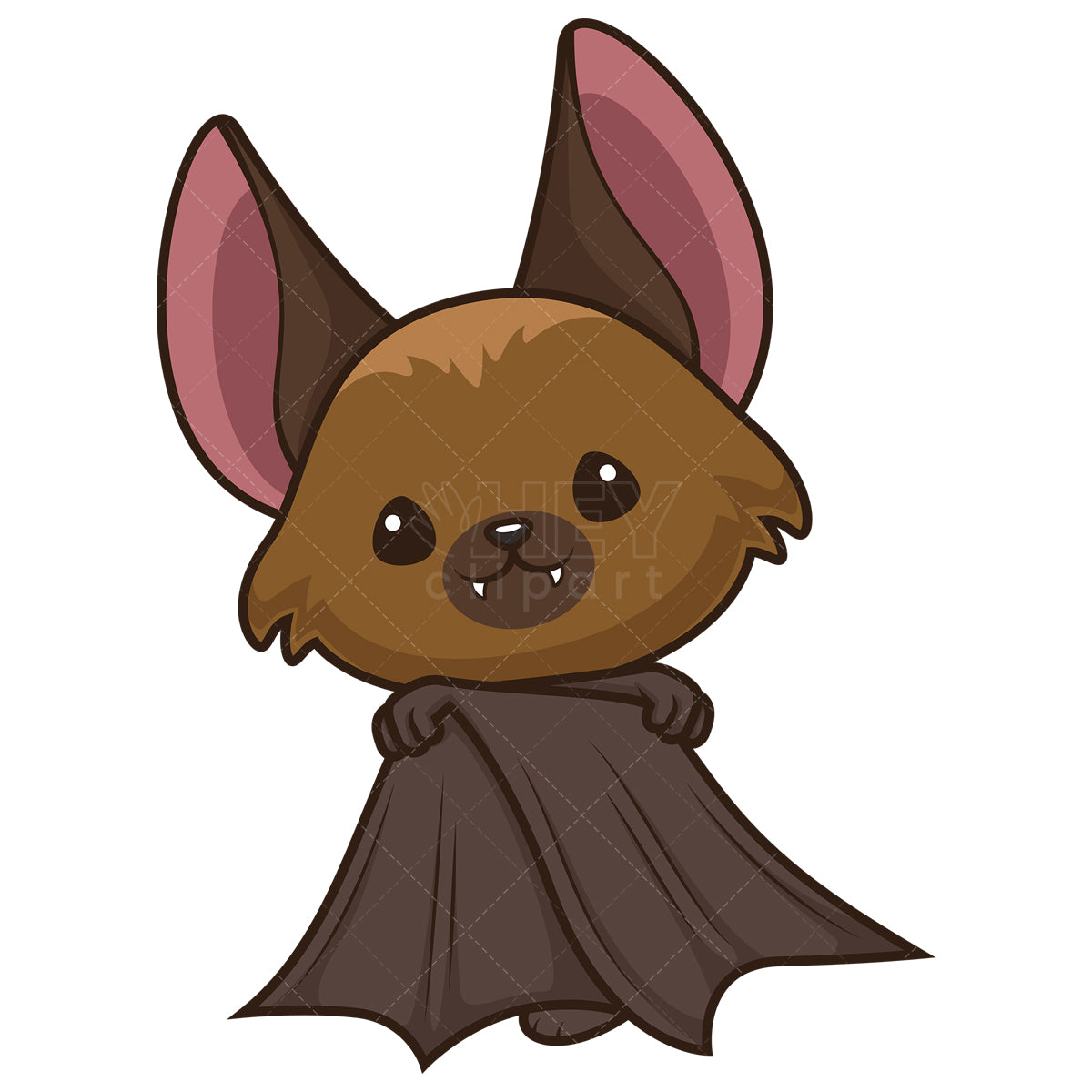 Royalty-free stock vector illustration of a black flying fox in chibi kawaii style.