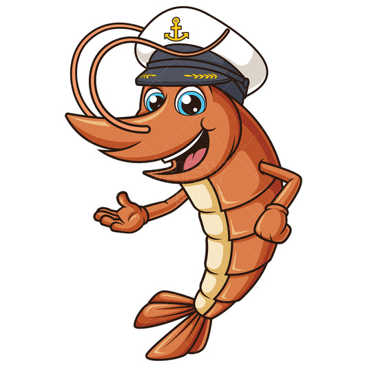 Royalty-free stock vector illustration of a captain shrimp.